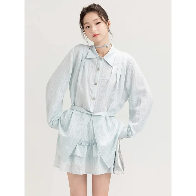 Women's French Shirt Skirt Two-Piece Set Casual Summer Outfit
Women's French Shirt Skirt Two-Piece Set Casual Summer Outfit