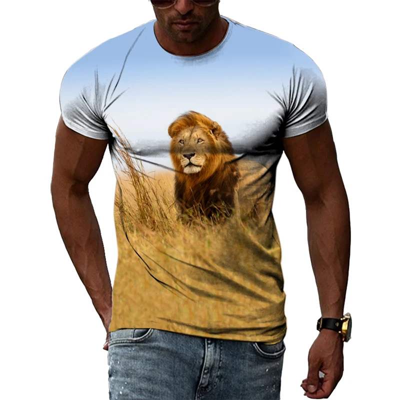 Summer Leisure Beast Lion Pattern Men's T-shirt Hip Hop 3D Print Personality Neck Short Sleeve Fashion Clothes
Summer Leisure Beast Lion Pattern Men's T-shirt Hip Hop 3D Print Personality Neck Short Sleeve Fashion Clothes