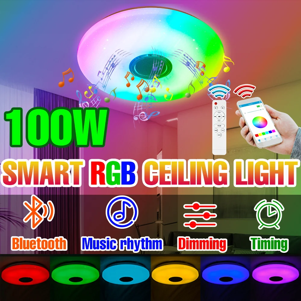 200W RGB Smart Ceiling Lamp LED Bluetooth Connection APP Remote Control Ambient Light AC100-240V With loudspeaker Can Play Music
200W RGB Smart Ceiling Lamp LED Bluetooth Connection APP Remote Control Ambient Light AC100-240V With loudspeaker Can Play Music