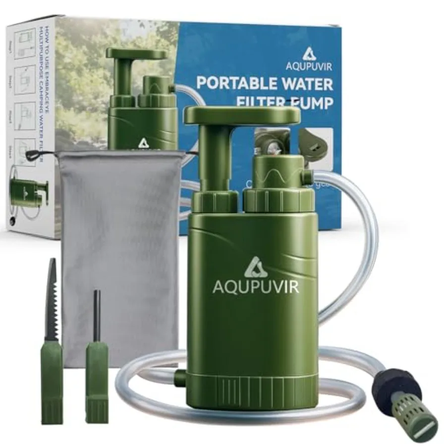 Portable Water Filter Pump with 5-Stage Filtration 0.01 Micron Carbon Filter Compass and Survival Whistle for Camping Hiking Ba
Portable Water Filter Pump with 5-Stage Filtration 0.01 Micron Carbon Filter Compass and Survival Whistle for Camping Hiking Ba