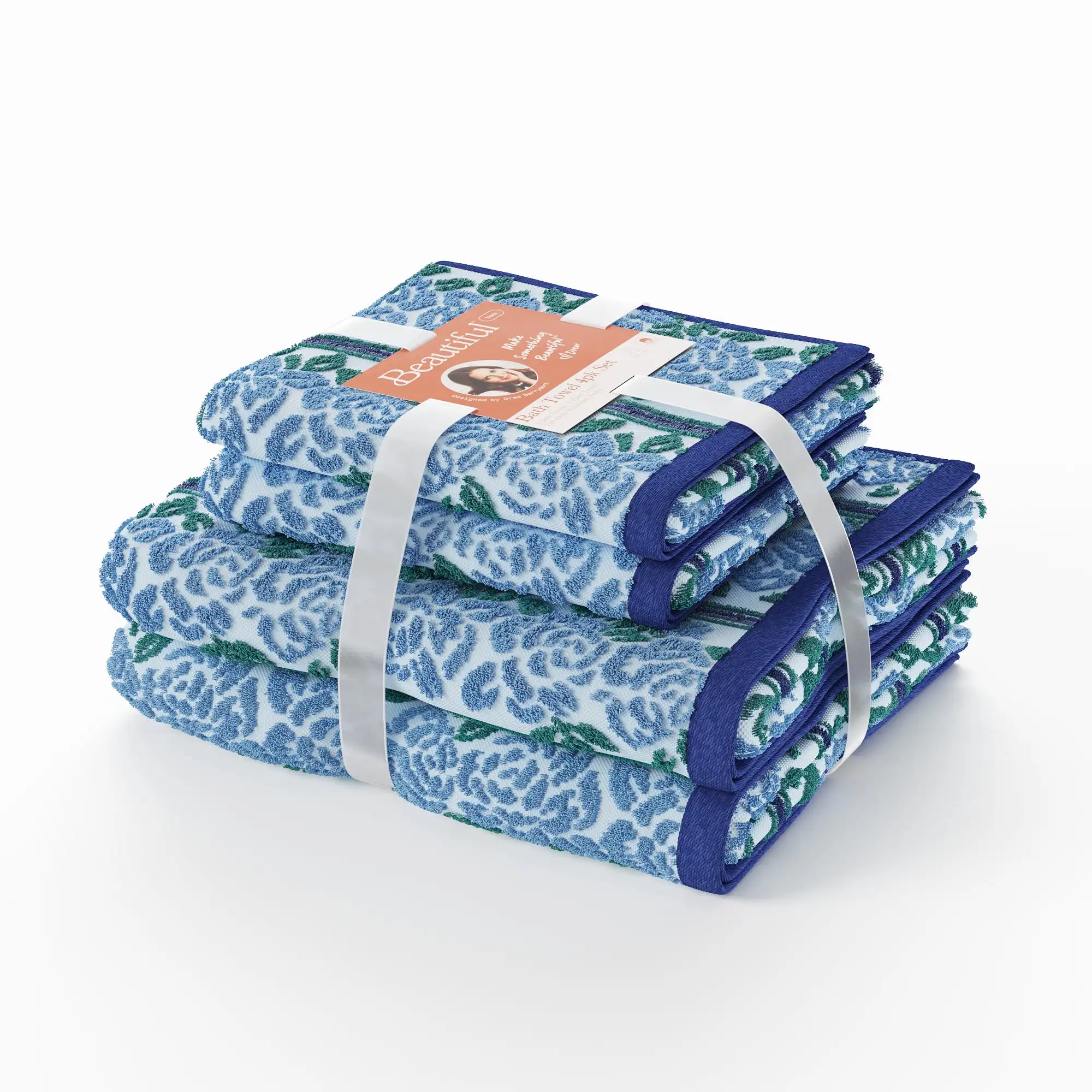 Wallpaper 4pk Towel Set, Contains 2 Bath, 2 Hand - Smokey Blue by Drew Barrymore
Wallpaper 4pk Towel Set, Contains 2 Bath, 2 Hand - Smokey Blue by Drew Barrymore