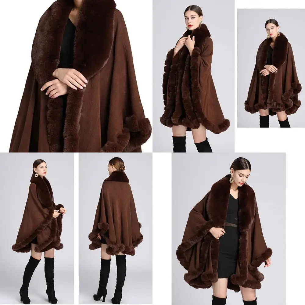 Women's Evening Poncho Shawls with Faux Fur Collar and Pashmina Wrap
Women's Evening Poncho Shawls with Faux Fur Collar and Pashmina Wrap