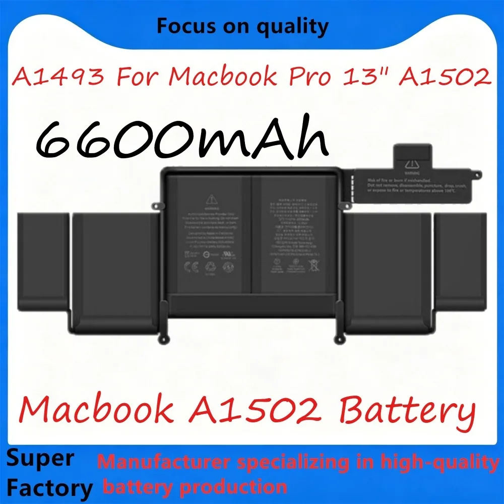 For MacBook Pro 13 A1502 Battery A1493 A1582 Replacement for Apple Laptop (Late 2013, Mid 2014, Early 2015)
For MacBook Pro 13 A1502 Battery A1493 A1582 Replacement for Apple Laptop (Late 2013, Mid 2014, Early 2015)