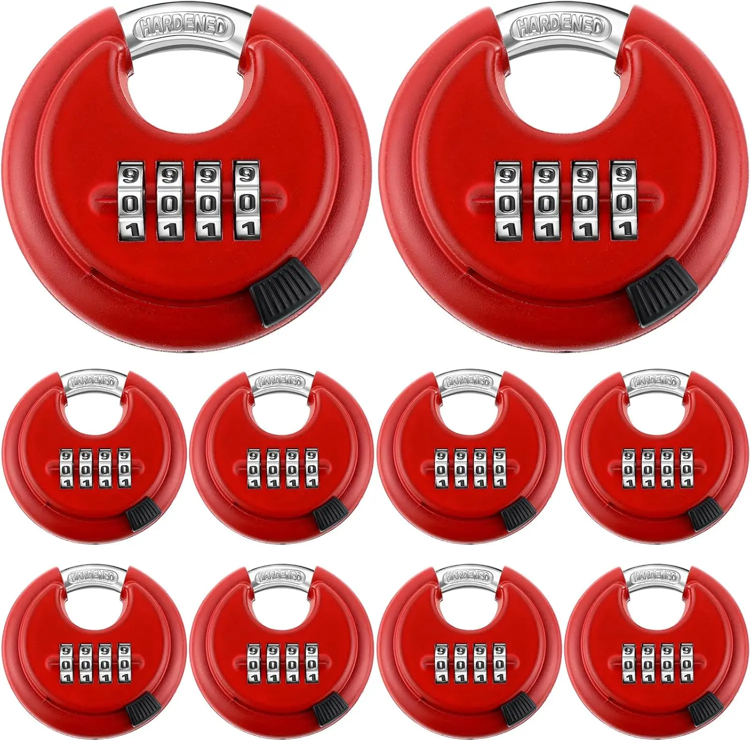 10-Pack Stainless Steel 4-Digit Combination Disc Locks with Hardened Shackle for Indoor/Outdoor Security
10-Pack Stainless Steel 4-Digit Combination Disc Locks with Hardened Shackle for Indoor/Outdoor Security