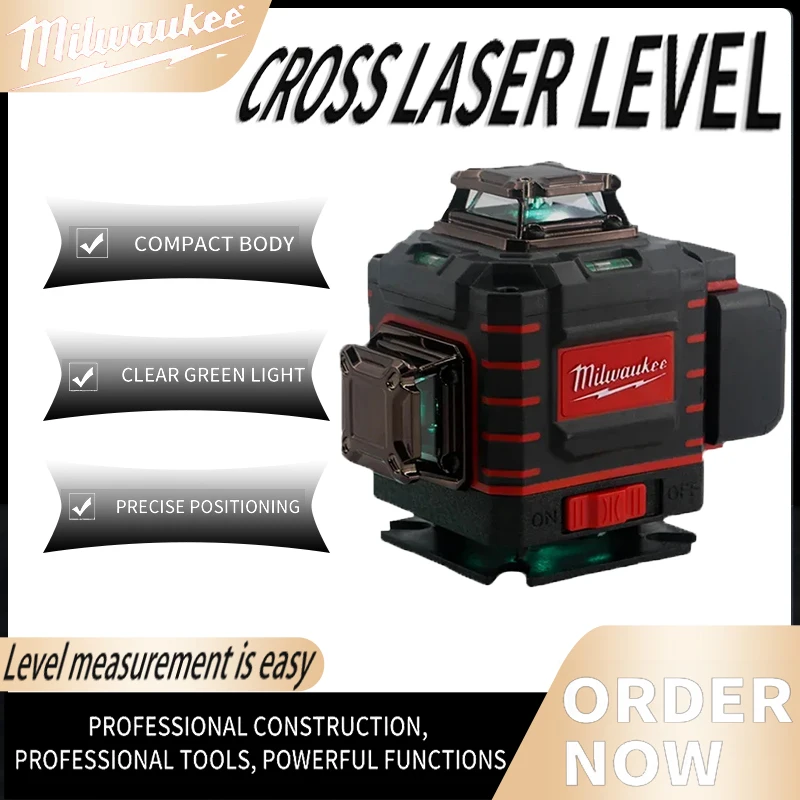 Milwaukee 4 Sides*360 Degree Vertical 4.2V Milwaukee 3-4D Laser Level Green Beam 16 Lines Self-leveling Vertical Cross Line Lase
Milwaukee 4 Sides*360 Degree Vertical 4.2V Milwaukee 3-4D Laser Level Green Beam 16 Lines Self-leveling Vertical Cross Line Lase