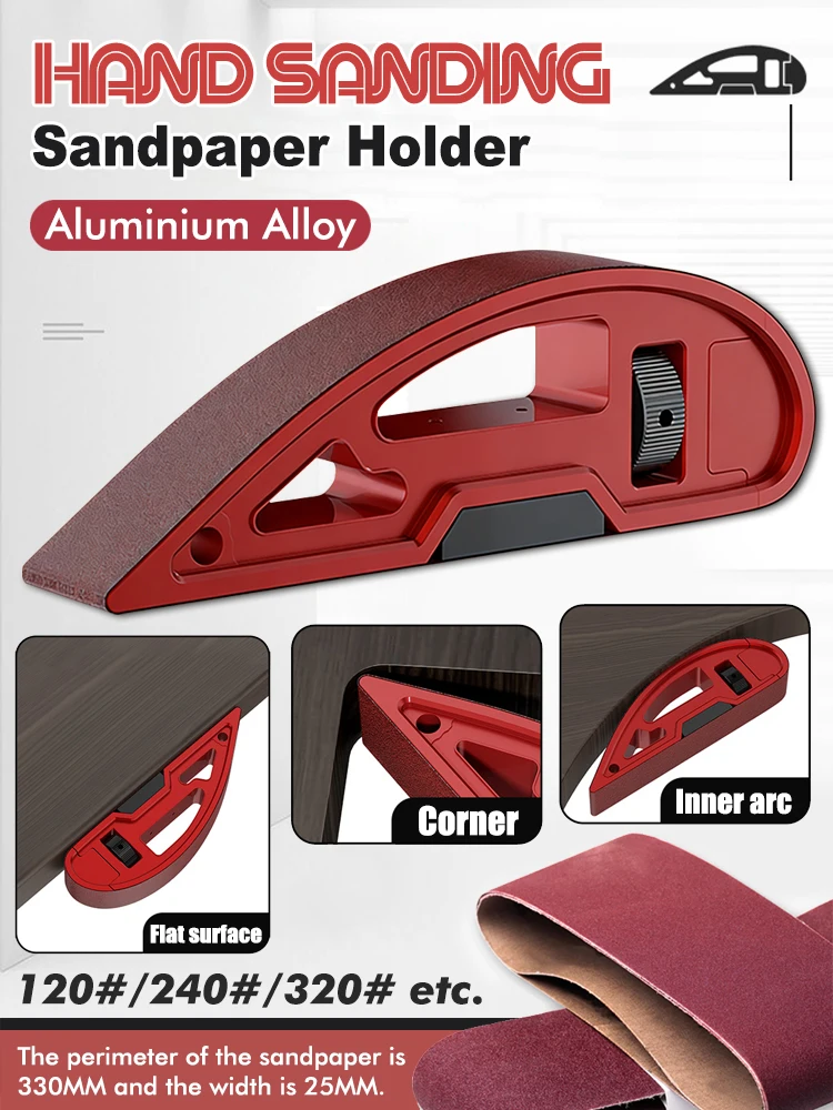 Aluminum Alloy Hand Sandpaper Holder Block, 330x25mm Sanding Belt Manual Sander for Wood Flat Corner Arc Furniture Polishing
Aluminum Alloy Hand Sandpaper Holder Block, 330x25mm Sanding Belt Manual Sander for Wood Flat Corner Arc Furniture Polishing