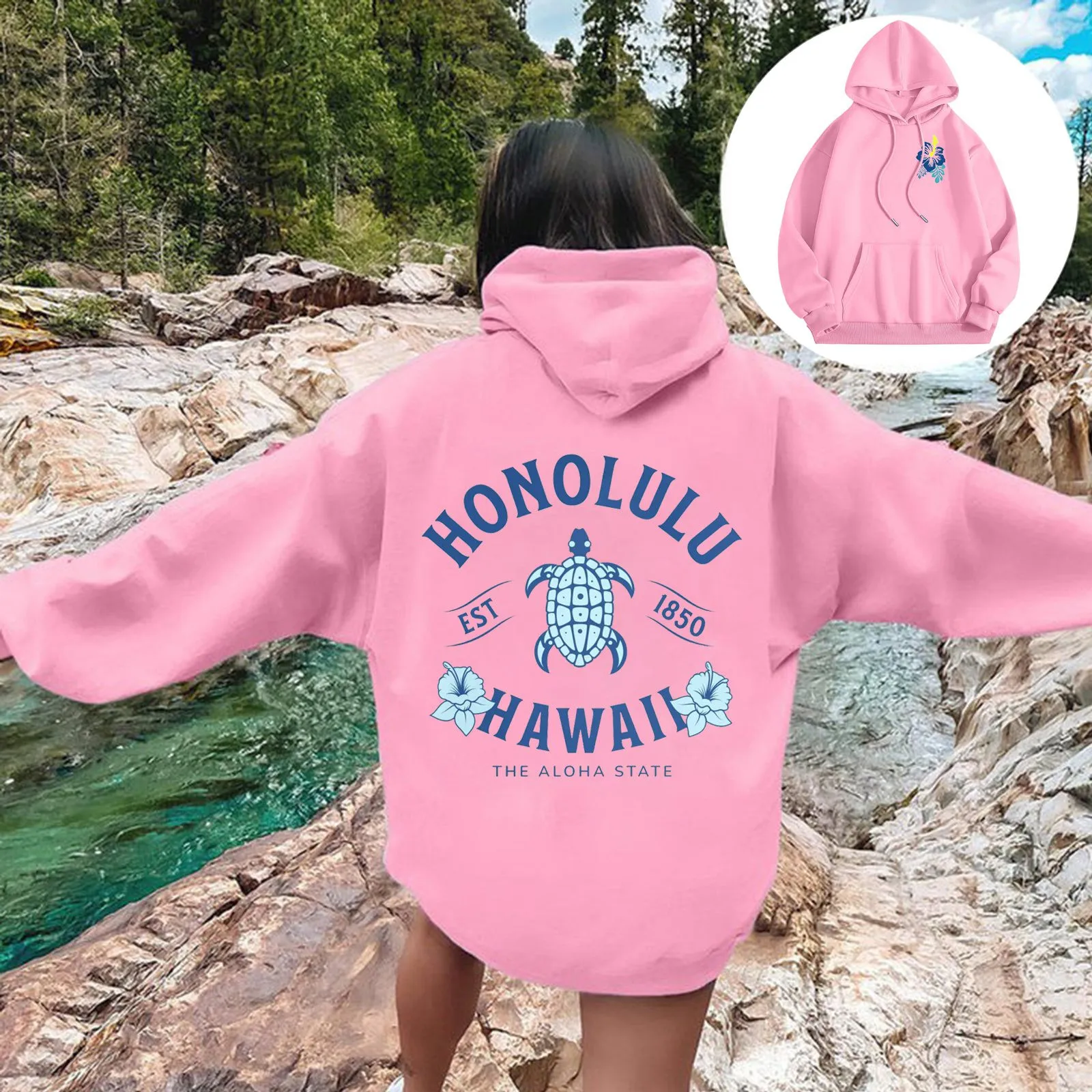 Fashion Hawaii Letter Printed Hoodie Women Casual Loose Fit Hooded Sweatshirt Tops Long Sleeve Pocket Autumn Winter Pullover
Fashion Hawaii Letter Printed Hoodie Women Casual Loose Fit Hooded Sweatshirt Tops Long Sleeve Pocket Autumn Winter Pullover
