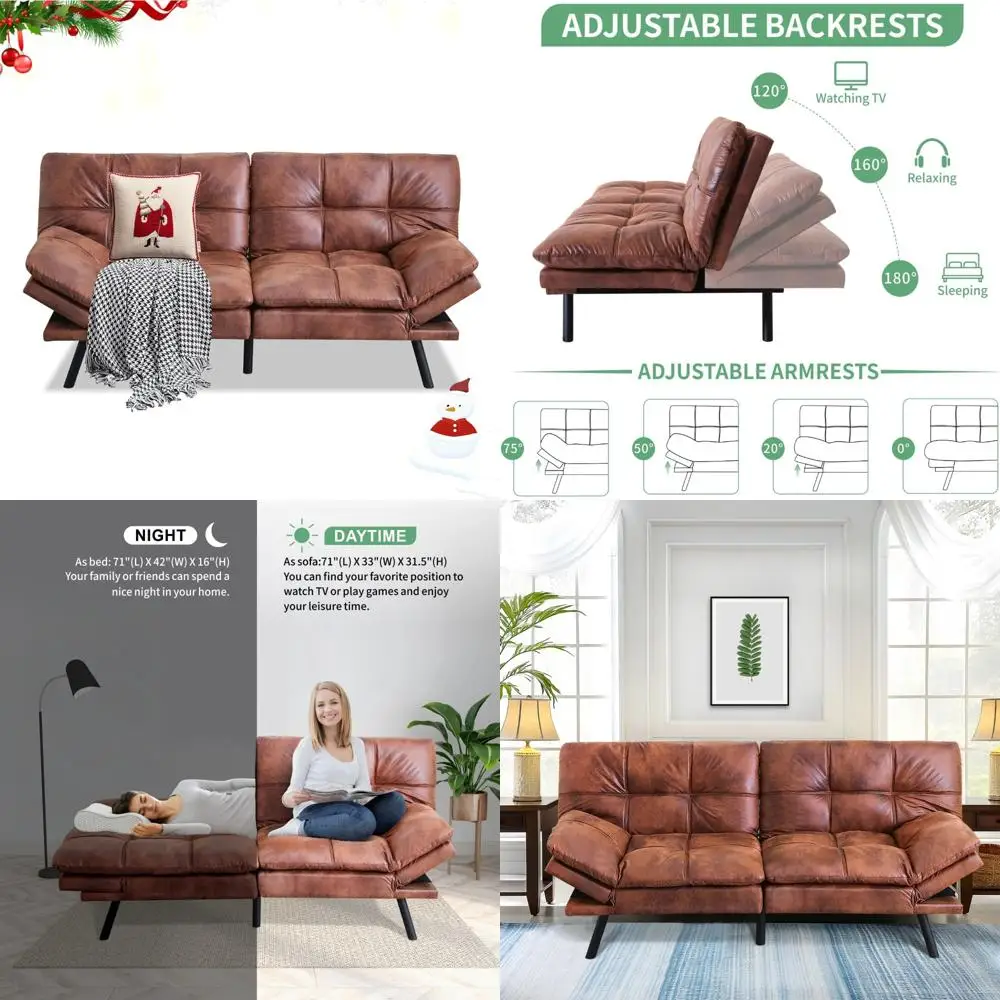 Memory Foam Futon Sofa Bed, Convertible Couch with Adjustable Backrest and Armrest, Modern Loveseat for Comfortable Seating
Memory Foam Futon Sofa Bed, Convertible Couch with Adjustable Backrest and Armrest, Modern Loveseat for Comfortable Seating