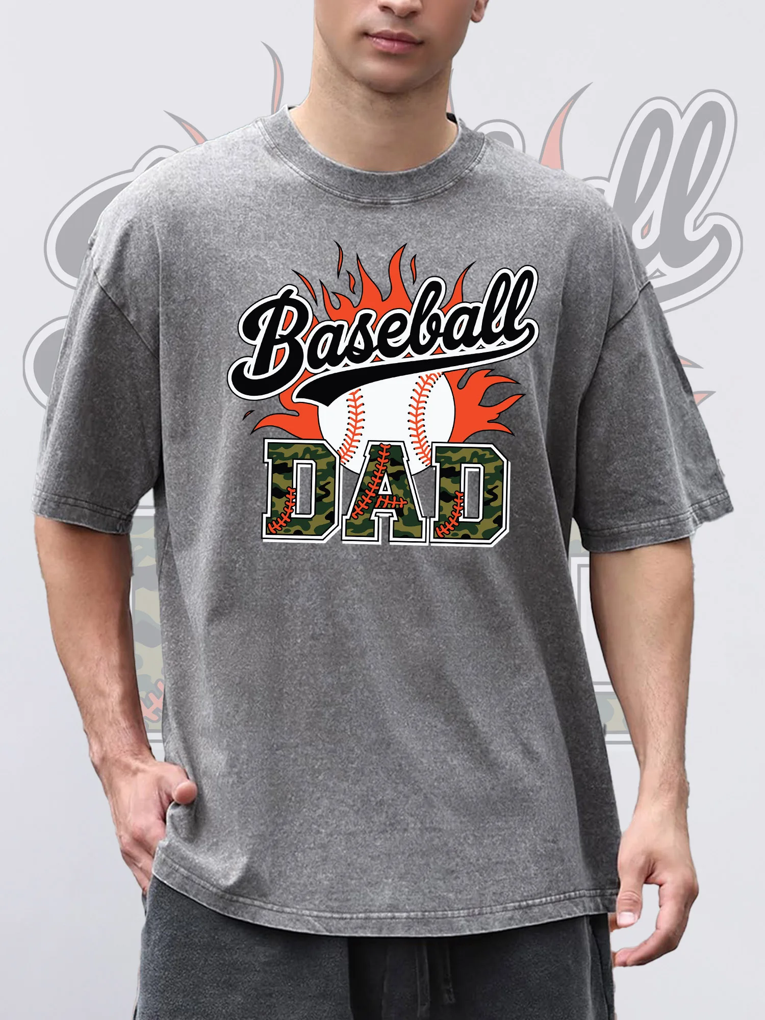 Men's T-ShirtsBaseball DAD Printed Grey Short-Sleeved Round Neck Loose Summer 100% Pure Cotton Acid Wash Thanksgiving
Men's T-ShirtsBaseball DAD Printed Grey Short-Sleeved Round Neck Loose Summer 100% Pure Cotton Acid Wash Thanksgiving