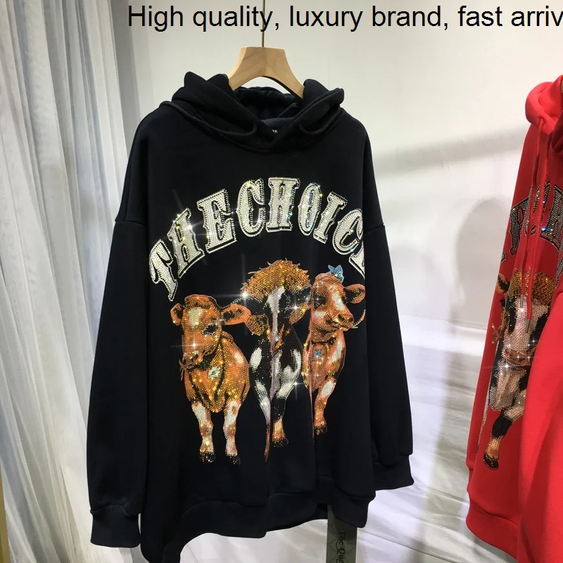 Velvet Streetwear Thicken Women Sweatshirt Luxury Water Drill Mid-long Hooded Pullover Top Autumn Winter Long Sleeve Hoodies
Velvet Streetwear Thicken Women Sweatshirt Luxury Water Drill Mid-long Hooded Pullover Top Autumn Winter Long Sleeve Hoodies