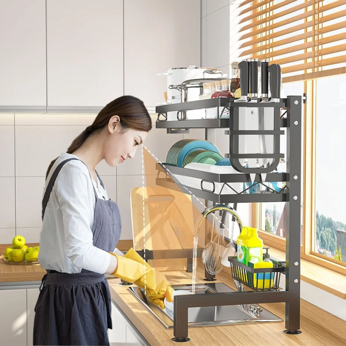 1PC Over-the-Sink Dish Drying Rack With Utensil Holder Sponge Holder And Hooks Kitchen Storage Organizer, Kitchen Storage
1PC Over-the-Sink Dish Drying Rack With Utensil Holder Sponge Holder And Hooks Kitchen Storage Organizer, Kitchen Storage