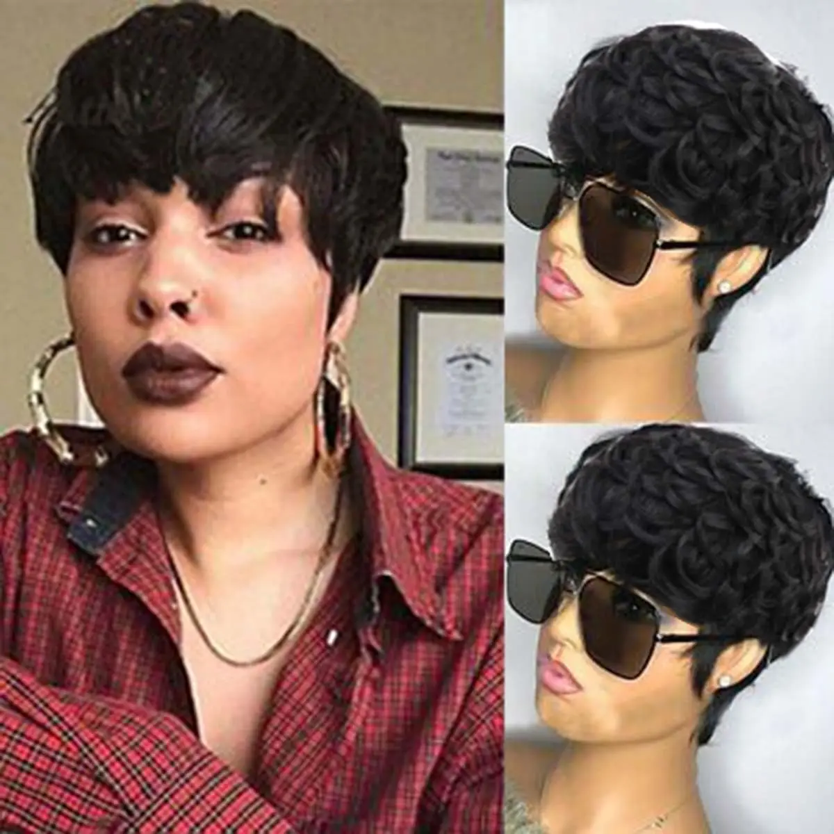 Pixie Cut Wig Human Hair for women Short Layered Short Wig 100% Hair Full Machine Natural Black Color 1B Human Hair
Pixie Cut Wig Human Hair for women Short Layered Short Wig 100% Hair Full Machine Natural Black Color 1B Human Hair