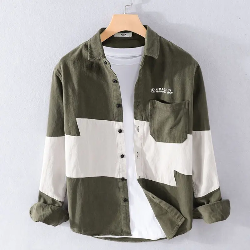 Male Shirts Spliced Blue Cargo Men's Shirt With Pocket Cheap Things Comfortable Trend Original Korean Style Sale Fashion
Male Shirts Spliced Blue Cargo Men's Shirt With Pocket Cheap Things Comfortable Trend Original Korean Style Sale Fashion