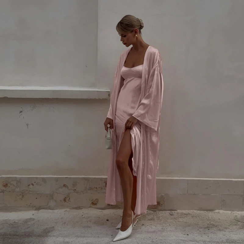 Spring Casual Straps Skirt Suit Women Long Sleeved Lace Up Cardigan Robe+sleeveless Backless Camisole Dress Female Two Piece Set
Spring Casual Straps Skirt Suit Women Long Sleeved Lace Up Cardigan Robe+sleeveless Backless Camisole Dress Female Two Piece Set
