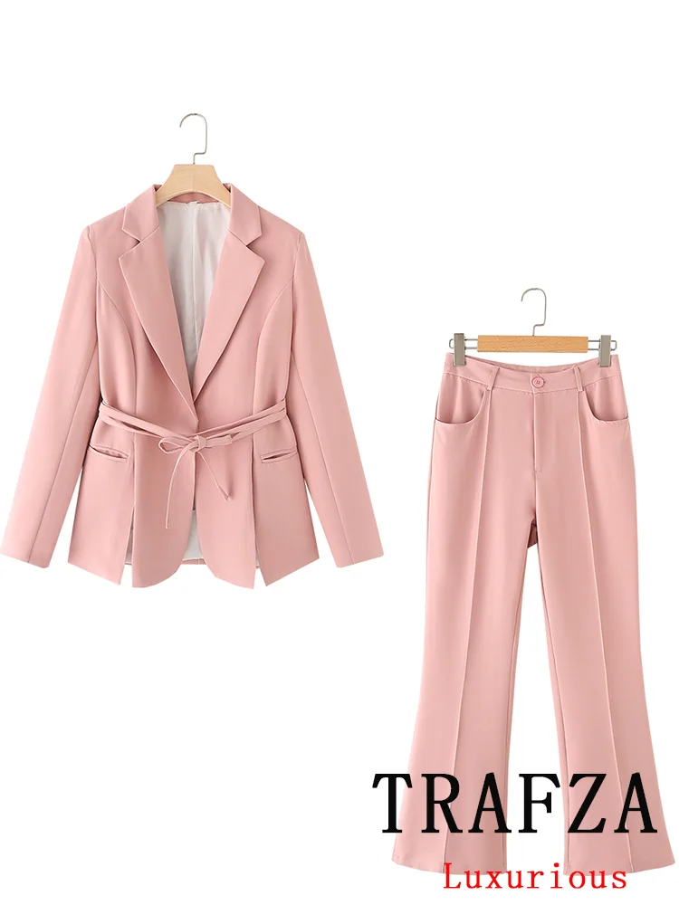 TRAFZA Vintage Chic Solid Women Suit Single Button Lace-up Pockets Slim Blazer Flare Pants New Fashion 2024 Office Lady Sets
TRAFZA Vintage Chic Solid Women Suit Single Button Lace-up Pockets Slim Blazer Flare Pants New Fashion 2024 Office Lady Sets
