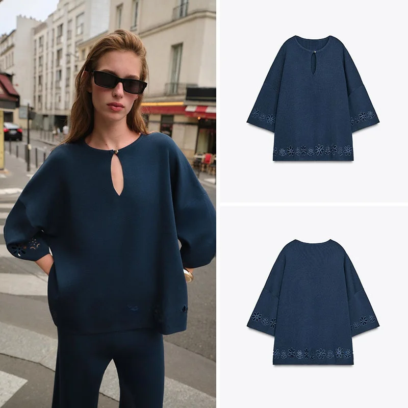 New Women's Casual Svel Hollow Embroidery V-ne Knitted Top Autumn Season Plant Floral Patterned All Fem Suitable
New Women's Casual Svel Hollow Embroidery V-ne Knitted Top Autumn Season Plant Floral Patterned All Fem Suitable