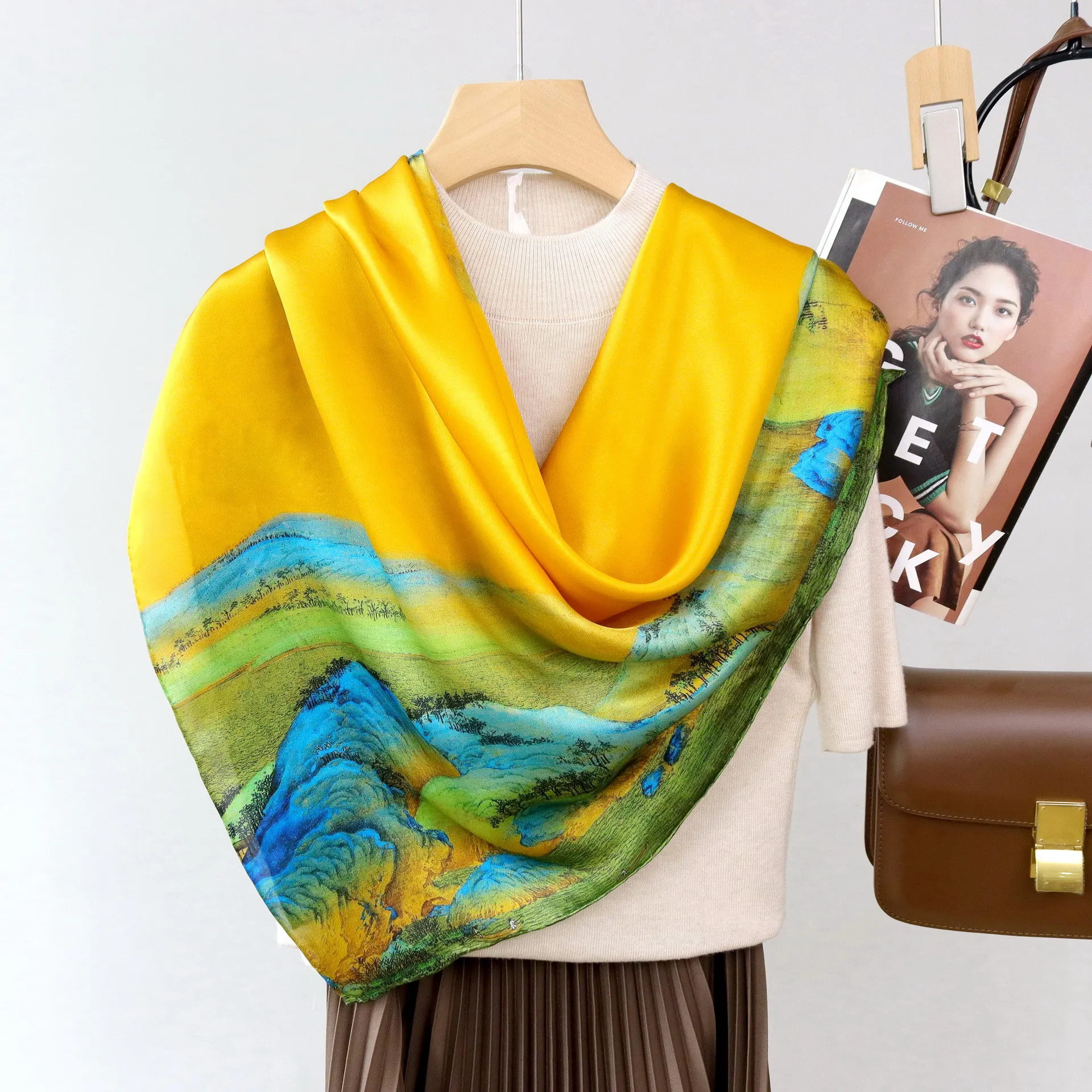 Chinese Silk Scarf 110CM Luxury Brand Women Hand Rolled Edges Bandanas Square Shawls Clothing Accessories Belt Hair Neck Scarves
Chinese Silk Scarf 110CM Luxury Brand Women Hand Rolled Edges Bandanas Square Shawls Clothing Accessories Belt Hair Neck Scarves