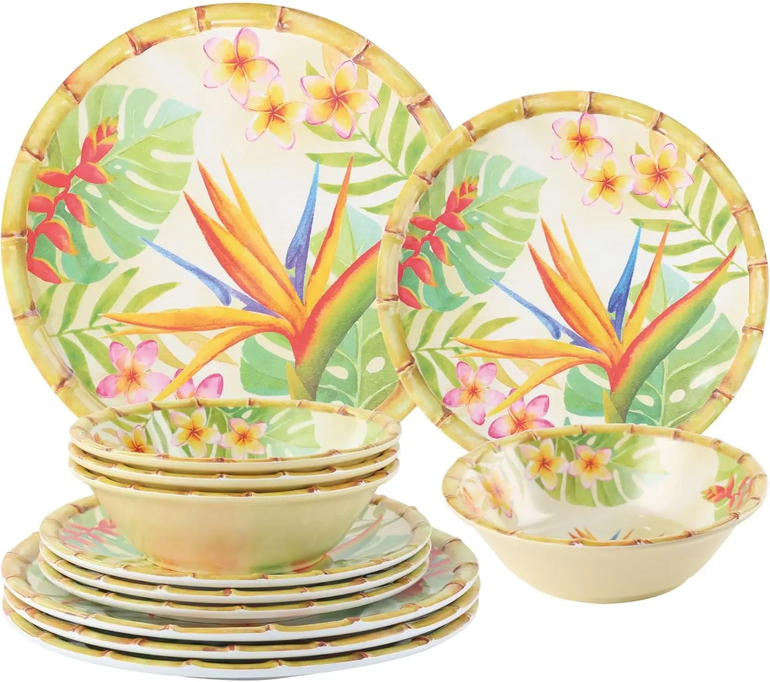 ware 12 Piece Bird of Paradise Melamine Dinnerware Sets, Outdoor Dishes Set, Plates and Bowls Sets, Service for 4, Multicolor
ware 12 Piece Bird of Paradise Melamine Dinnerware Sets, Outdoor Dishes Set, Plates and Bowls Sets, Service for 4, Multicolor