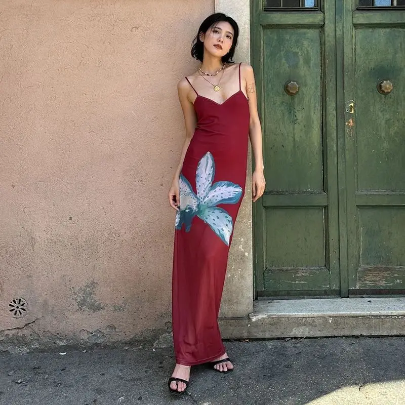 2025 Spicy Girl Floral Print Sling Bodycon Dress for Women Slimming Elegant Tulle Patchwork Maxi Dress Summer
2025 Spicy Girl Floral Print Sling Bodycon Dress for Women Slimming Elegant Tulle Patchwork Maxi Dress Summer