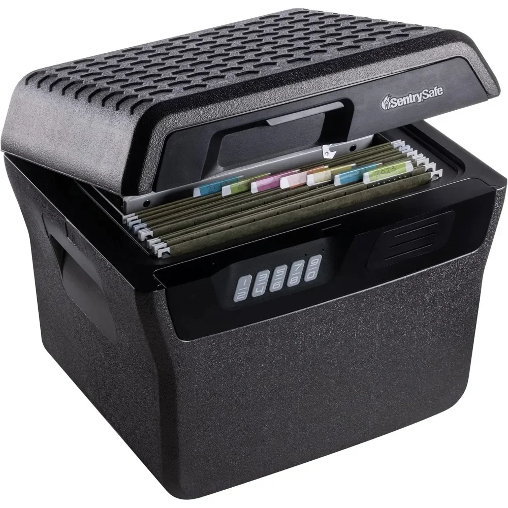 charcoal gray waterproof and fireproof safe, lock box with keypad for documents and hanging file folders, exterior: 14.1 x 16.6
charcoal gray waterproof and fireproof safe, lock box with keypad for documents and hanging file folders, exterior: 14.1 x 16.6