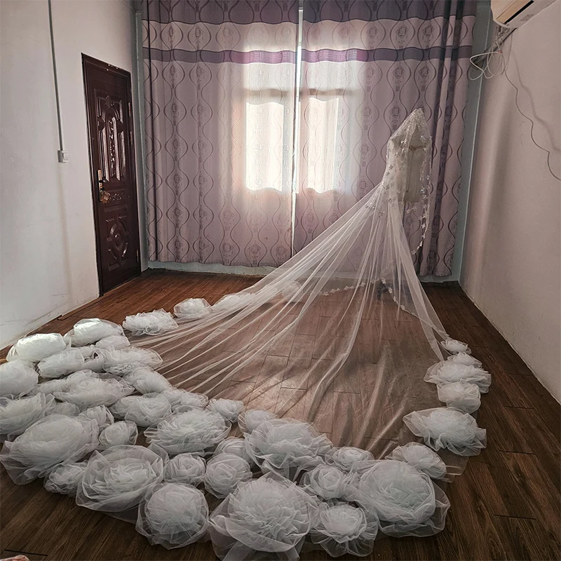 Customized Charming 3D Handmade Flower Veil 2042 New Cathedral Bridal Sparkling Diamond Wedding Accessories 3-meter Wide Veil
Customized Charming 3D Handmade Flower Veil 2042 New Cathedral Bridal Sparkling Diamond Wedding Accessories 3-meter Wide Veil