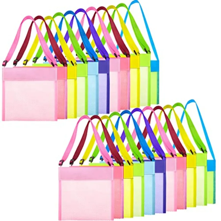30 Pcs Mesh Beach Bags for Sand Toy Seashell Bag Bulk Colorful Seashell Collecting Bags with Adjustable Strap
30 Pcs Mesh Beach Bags for Sand Toy Seashell Bag Bulk Colorful Seashell Collecting Bags with Adjustable Strap
