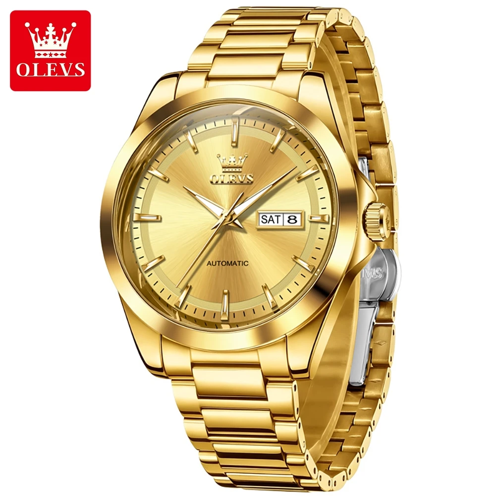 OLEVS Brand Original Luxury Gold Mechanical Watch for Men Stainless Steel Waterproof Luminous Week Date Business Mens Watches
OLEVS Brand Original Luxury Gold Mechanical Watch for Men Stainless Steel Waterproof Luminous Week Date Business Mens Watches