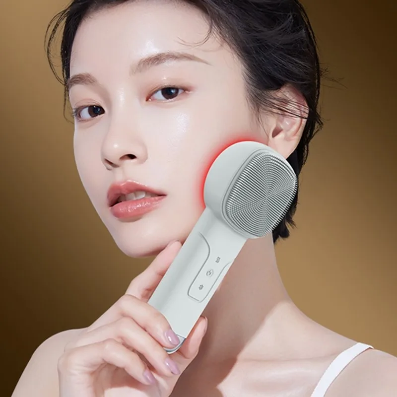 Hot and Cold Soft Silicone Facial Cleaning Brush Massager Red Blue LED Light Electric Face Cleaning Brush 
Hot and Cold Soft Silicone Facial Cleaning Brush Massager Red Blue LED Light Electric Face Cleaning Brush