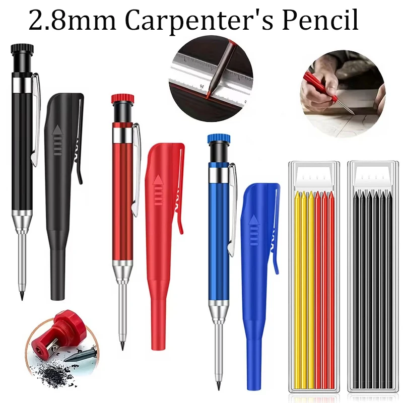2.8mm Deep Hole Woodworking Mechanical Pencil Set With Built-In Sharpener,2 box Leads,Carpenter Marker Architect Drawing Pencil
2.8mm Deep Hole Woodworking Mechanical Pencil Set With Built-In Sharpener,2 box Leads,Carpenter Marker Architect Drawing Pencil