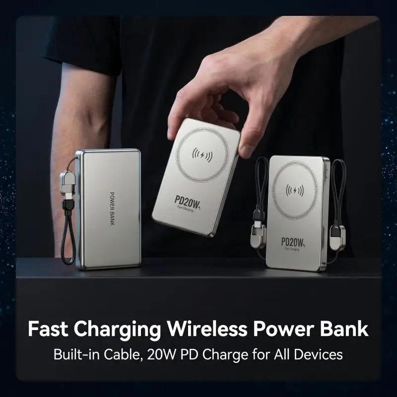 Metal Magnetic Wireless Power Bank Fast Charging With Attached Cable 5Ah 10Ah Portable External Battery Carry On Flight Allowed
Metal Magnetic Wireless Power Bank Fast Charging With Attached Cable 5Ah 10Ah Portable External Battery Carry On Flight Allowed