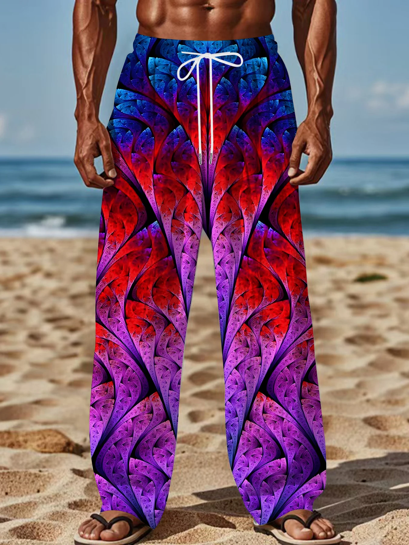 2026 Men's Printed Straight Leg Pants Abstract Art Red Black Pattern Drawstring Waist Loose Fit Casual Summer Beach Fashion
2026 Men's Printed Straight Leg Pants Abstract Art Red Black Pattern Drawstring Waist Loose Fit Casual Summer Beach Fashion