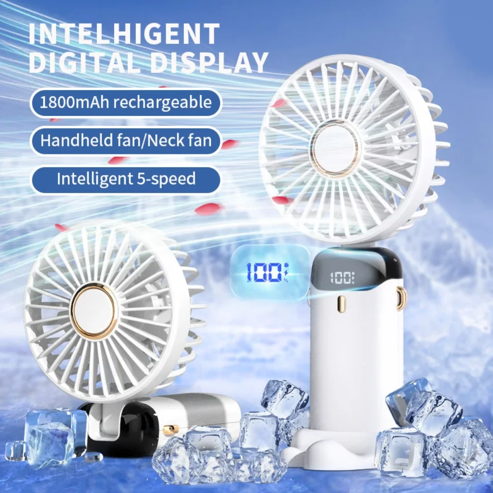 Handheld Mini Fan Foldable Portable Neck Hanging Fans 5 Speed USB Rechargeable Fan with Phone Stand and Display Screen 1800mAh
Handheld Mini Fan Foldable Portable Neck Hanging Fans 5 Speed USB Rechargeable Fan with Phone Stand and Display Screen 1800mAh