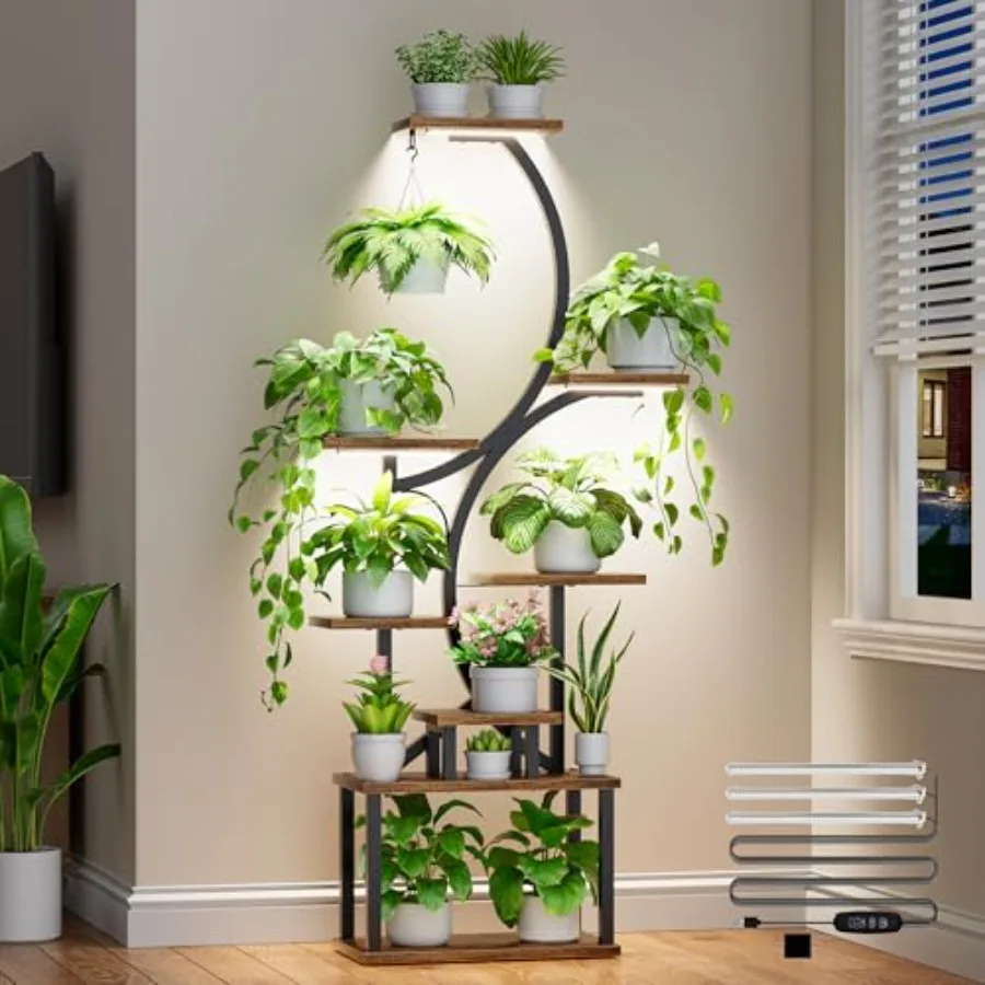 Plant Stand Indoor with Grow Lights - 62" Tall Plant Shelf Lighted Corner Plant Stands for Indoor Growing 8 Tiered Large Flower
Plant Stand Indoor with Grow Lights - 62" Tall Plant Shelf Lighted Corner Plant Stands for Indoor Growing 8 Tiered Large Flower
