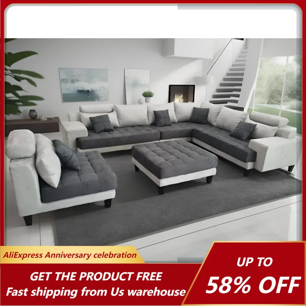 L Shape U Shape Reversible Modern Microfiber Fabric Sectional Couch Sofa Set (Dary Grey/Grey), Living Room Sofas
L Shape U Shape Reversible Modern Microfiber Fabric Sectional Couch Sofa Set (Dary Grey/Grey), Living Room Sofas
