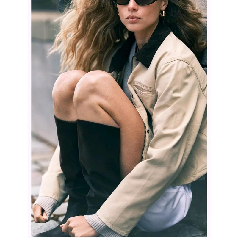 Retro American Sle Women's ort Jaet Autumn New Arrival Polyester Fiber Casual Sle Workwear Cotton Velvet Collar Coat
Retro American Sle Women's ort Jaet Autumn New Arrival Polyester Fiber Casual Sle Workwear Cotton Velvet Collar Coat