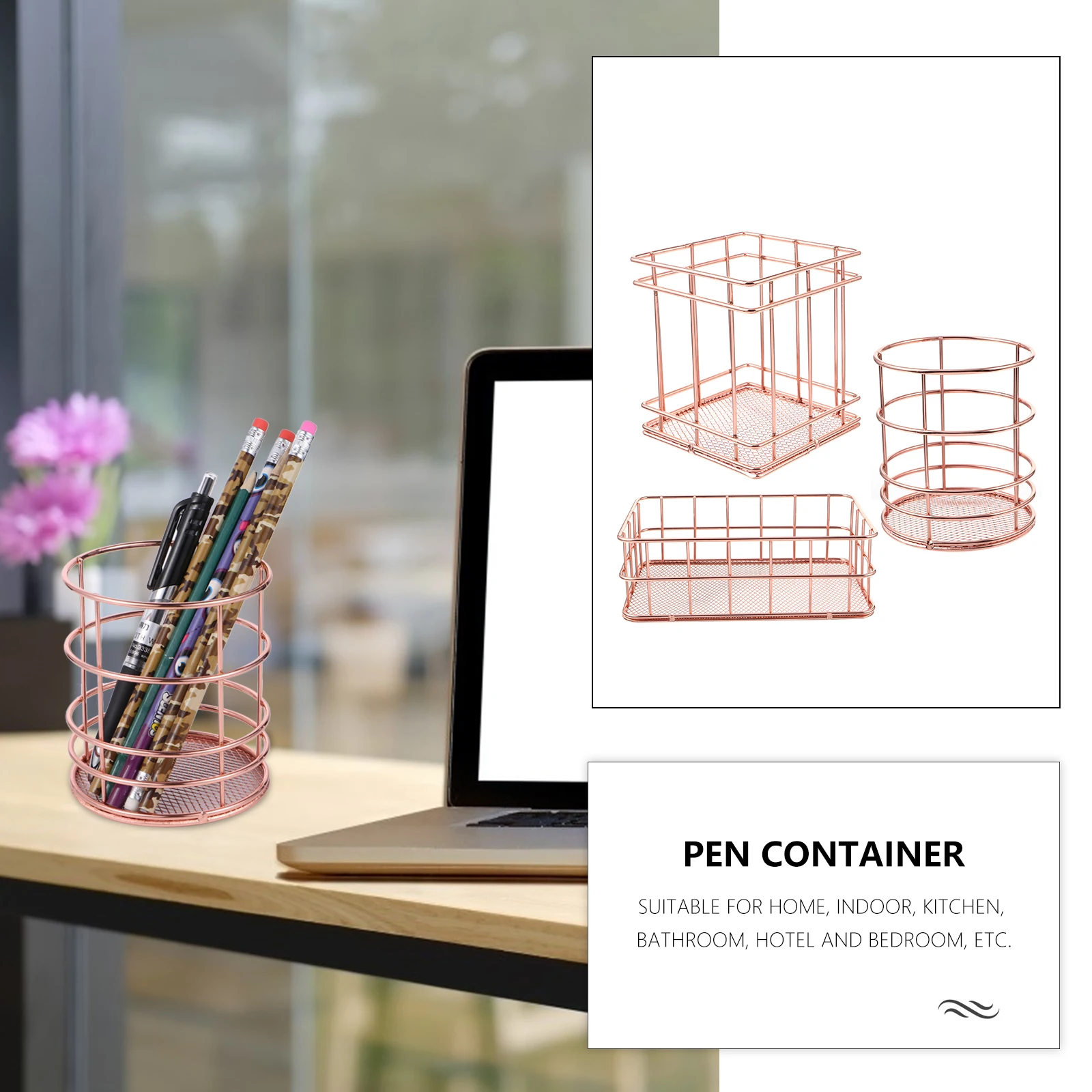 3Pcs Rose Gold Pen Holder Set Wrought Iron Storage Basket Round Square Mesh Container Stainless Steel Desk ganizer Keeps Tidy
3Pcs Rose Gold Pen Holder Set Wrought Iron Storage Basket Round Square Mesh Container Stainless Steel Desk ganizer Keeps Tidy