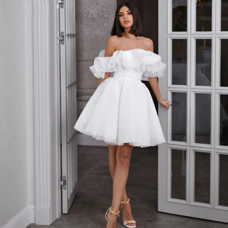 New French white shoulder dress simple banquet birthday party short dress party sexy temperament elegant high-end clothing dance
New French white shoulder dress simple banquet birthday party short dress party sexy temperament elegant high-end clothing dance