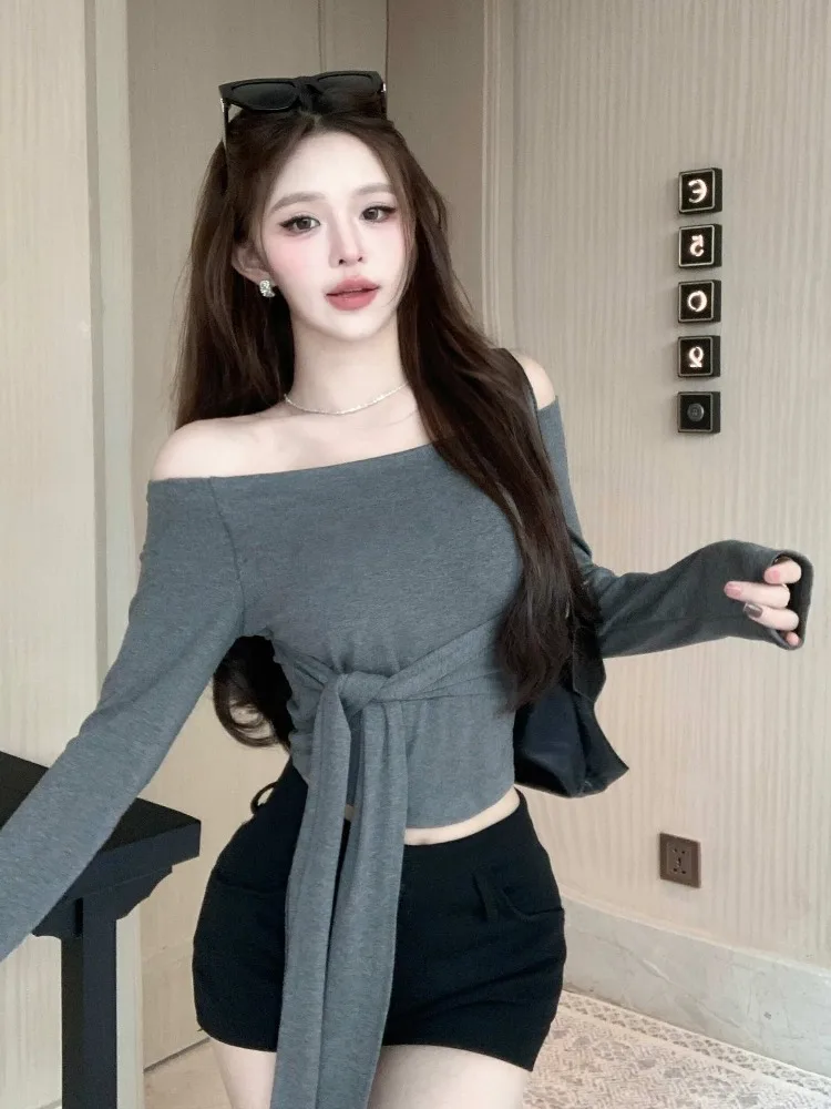 Sexy Spicy Girl One Shoulder T-Shirt Women Pure Desire Long Sleeve Slimming Short Style Elegant Top Korean Style Commute Wind
Sexy Spicy Girl One Shoulder T-Shirt Women Pure Desire Long Sleeve Slimming Short Style Elegant Top Korean Style Commute Wind