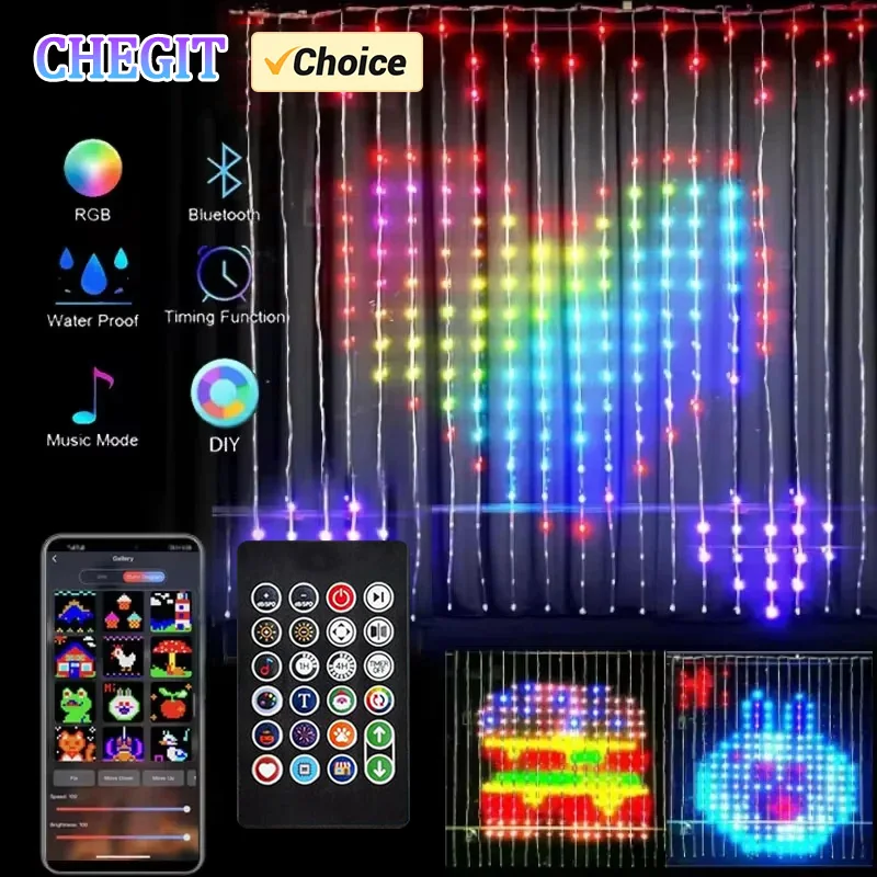 400LEDs Smart Curtain Lights Bluetooth App Control DIY LED String RGB Fairy Lights Music Change Display for Window Bedroom Decor
400LEDs Smart Curtain Lights Bluetooth App Control DIY LED String RGB Fairy Lights Music Change Display for Window Bedroom Decor