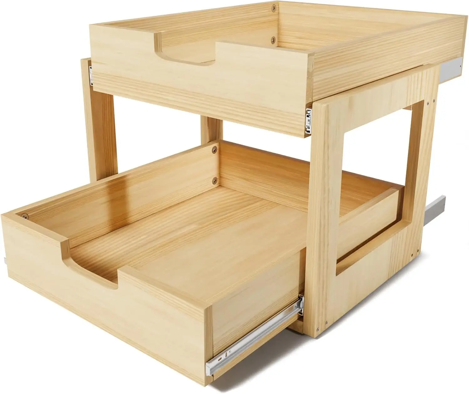 Pull Out Cabinet Organizer, 14"W x 21"D, 2 Tier Wooden Sliding Drawers with Soft Close, for Kitchen Pantry Bathroom
Pull Out Cabinet Organizer, 14"W x 21"D, 2 Tier Wooden Sliding Drawers with Soft Close, for Kitchen Pantry Bathroom