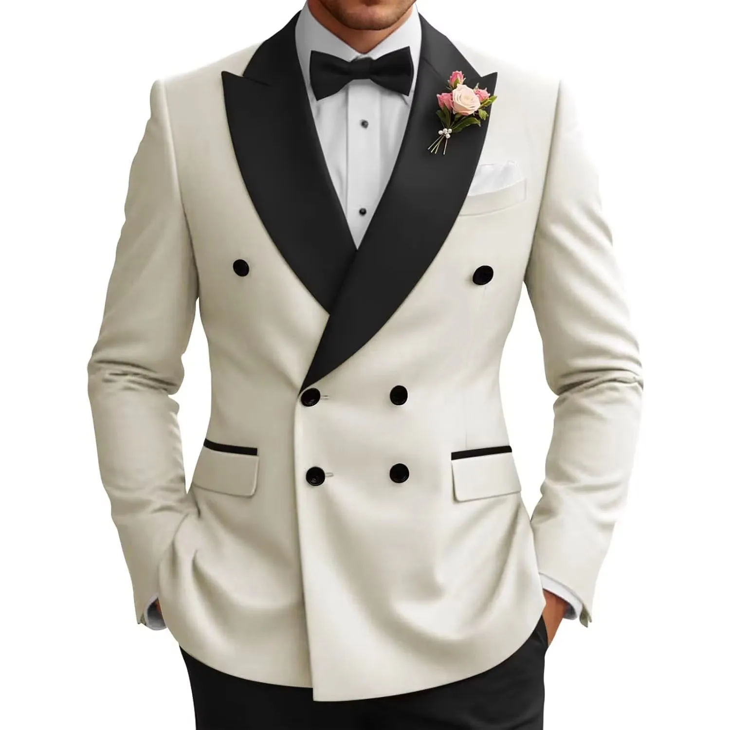 Luxury Men's Serge Suit Blazer Double Breasted Slim Fit Contrast Peak Lapel Flap Pocket Formal Tuxedo Jacket Wedding Prom Party
Luxury Men's Serge Suit Blazer Double Breasted Slim Fit Contrast Peak Lapel Flap Pocket Formal Tuxedo Jacket Wedding Prom Party
