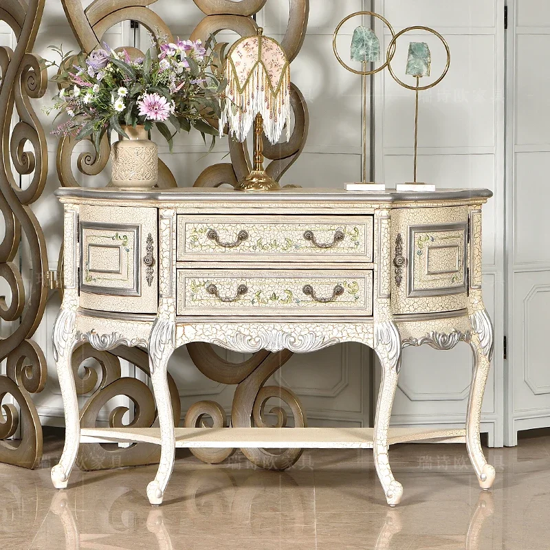 American Retro Entryway Cabinet Semi-Circular Storage Cabinet European Style Painted Hall Cabinet French Light Luxury
American Retro Entryway Cabinet Semi-Circular Storage Cabinet European Style Painted Hall Cabinet French Light Luxury