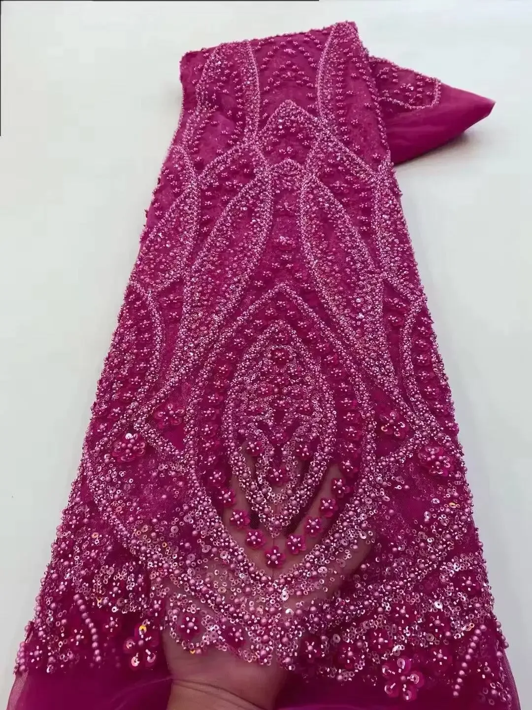 2026 Elegant Nigerian African Groom Beaded Lace Fabric High Quality French Tulle Sequins Lace Fabric For Evening Dress 5 Yards
2026 Elegant Nigerian African Groom Beaded Lace Fabric High Quality French Tulle Sequins Lace Fabric For Evening Dress 5 Yards