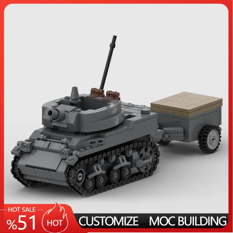 534 Parts Light Tank With Cargo Trailer MOC Model Custom Building Blocks DIY Educational Assembly Toy Collection Birthday Gifts
534 Parts Light Tank With Cargo Trailer MOC Model Custom Building Blocks DIY Educational Assembly Toy Collection Birthday Gifts