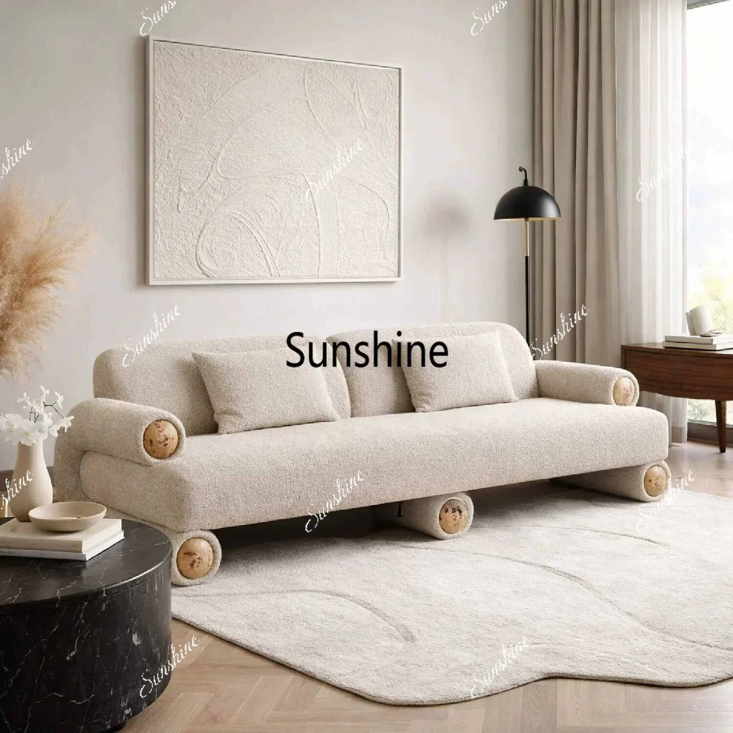 Italian minimalist creative double three straight row fabric sofa
Italian minimalist creative double three straight row fabric sofa