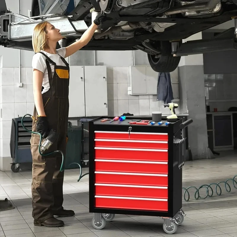 Tool Cart with 7-drawer Anti-slip Tabletop Multifunctional Mechanic Professional Cabinet Cart for Garage Barbershop Too Trolley 
Tool Cart with 7-drawer Anti-slip Tabletop Multifunctional Mechanic Professional Cabinet Cart for Garage Barbershop Too Trolley