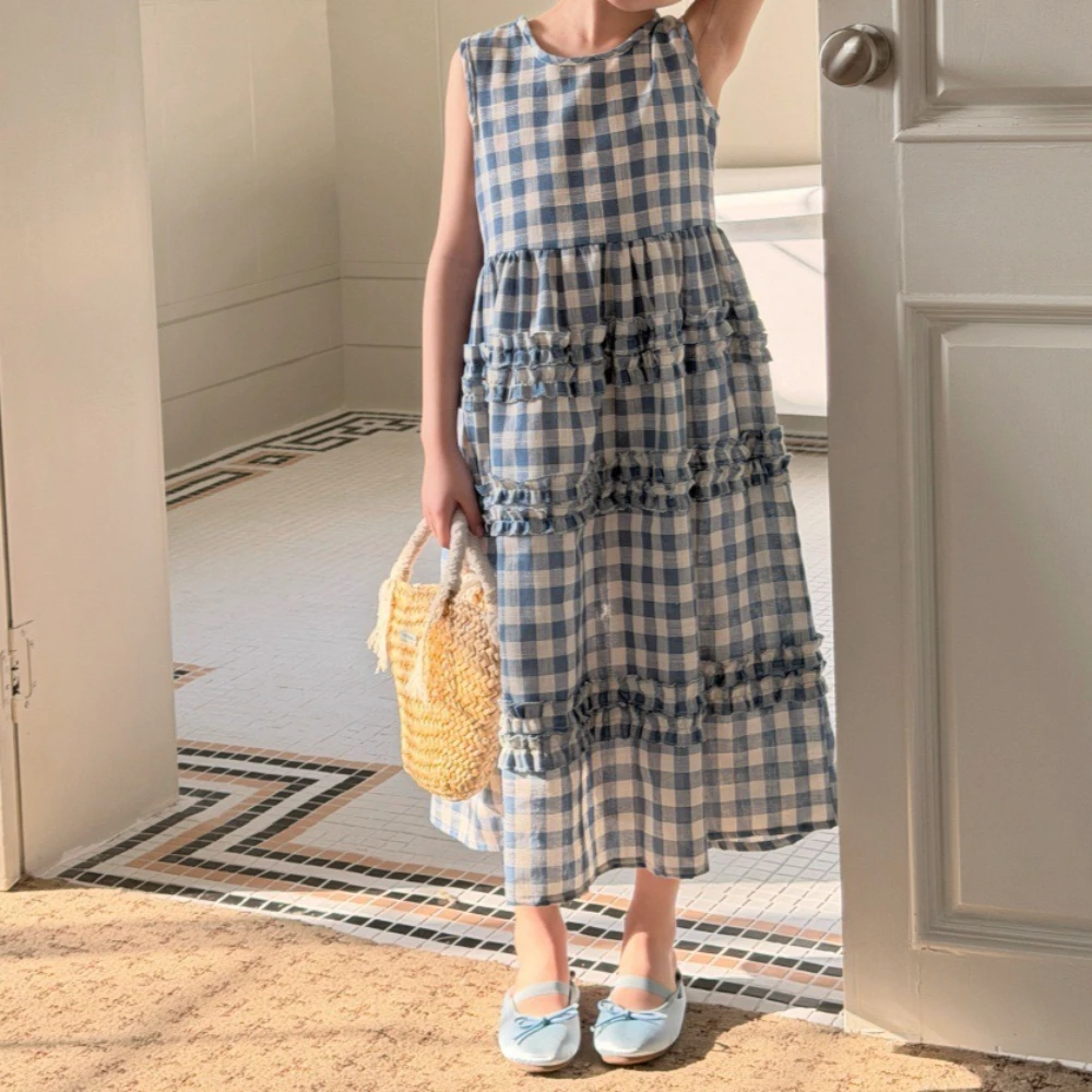 Girls Dress 2026 Spring Summer New Children's Clothing Korean Style Girl Baby Loose Holiday Blue Plingham Vest Lace Dress
Girls Dress 2026 Spring Summer New Children's Clothing Korean Style Girl Baby Loose Holiday Blue Plingham Vest Lace Dress