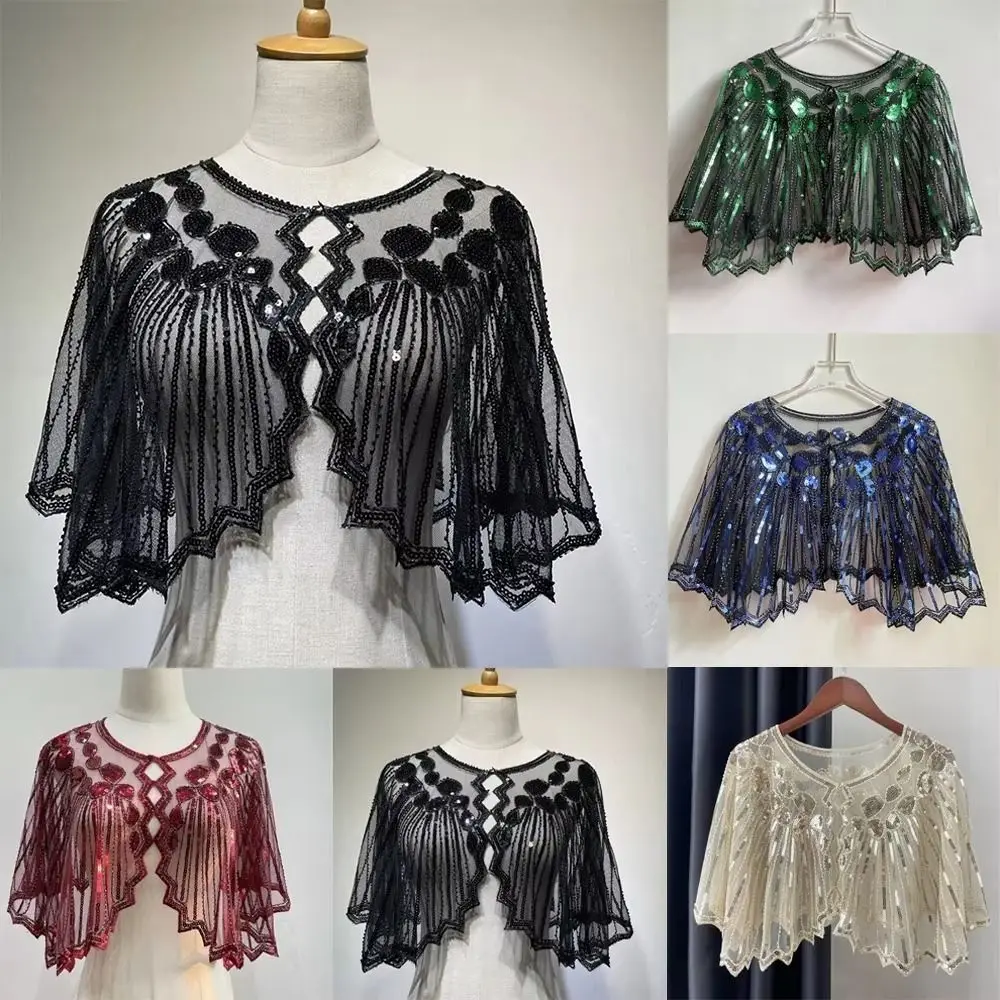 Beaded Decoration Women's Sequins Shawl Vintage Mesh Evening Cape Short Cover Up Dress Accessory Flapper Party Shawl Wedding
Beaded Decoration Women's Sequins Shawl Vintage Mesh Evening Cape Short Cover Up Dress Accessory Flapper Party Shawl Wedding