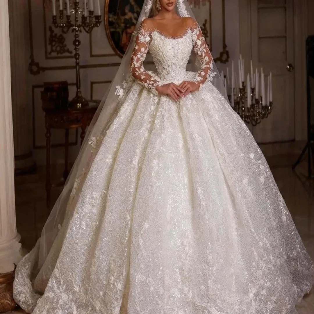 Customized Luxury Princess Wedding Dresses Vintage Bridal Gown Beading Shinny Tulle Long Sleeves Formal Bride Porm Party Gowns
Customized Luxury Princess Wedding Dresses Vintage Bridal Gown Beading Shinny Tulle Long Sleeves Formal Bride Porm Party Gowns