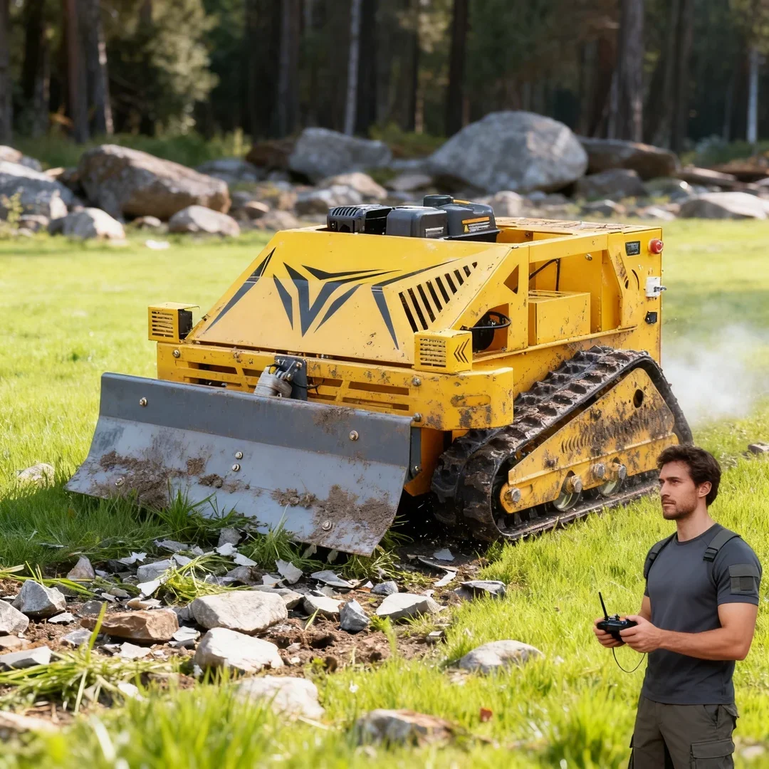 Customized Crawler Remote Control Intelligent Robot Flail Lawn Mower High Power Engine with Free Snow Pusher
Customized Crawler Remote Control Intelligent Robot Flail Lawn Mower High Power Engine with Free Snow Pusher